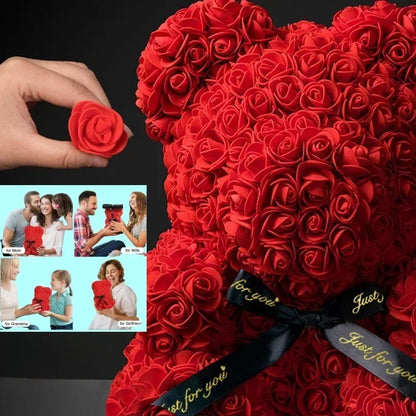 Eternal Rose Teddy Bear Artificial Flower Gift for Special Occasions