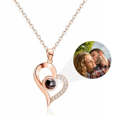 Personalized Heart Photo Projection Necklace with 100 Languages