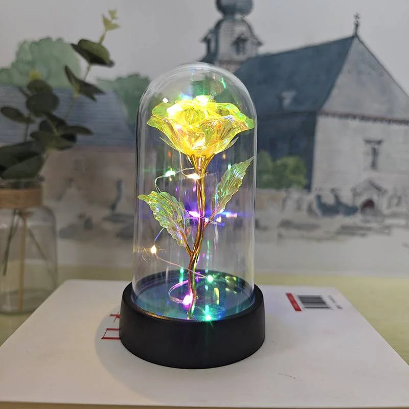 Eternal LED Rose in Glass Dome for Valentine's Day, Wedding, and Romantic Gifts