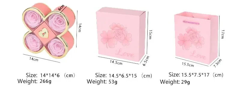 4-Leaf Clover Eternal Rose Jewelry Box with Necklace Gift