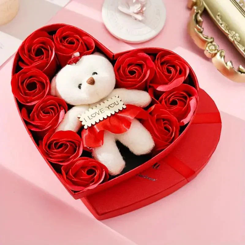 Heart-Shaped Rose Soap Flower Gift Box