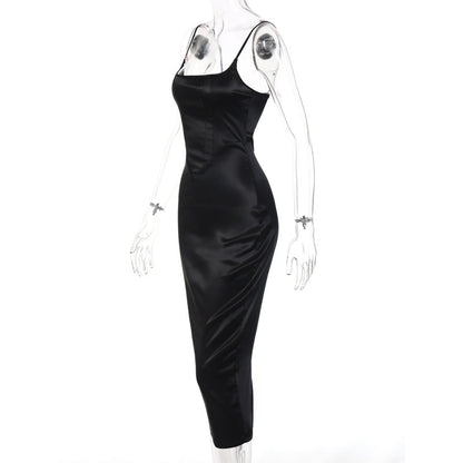 Satin Sleeveless Backless Maxi Dresses