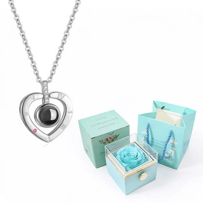 100 Languages I Love You Necklace with Rotating Rose