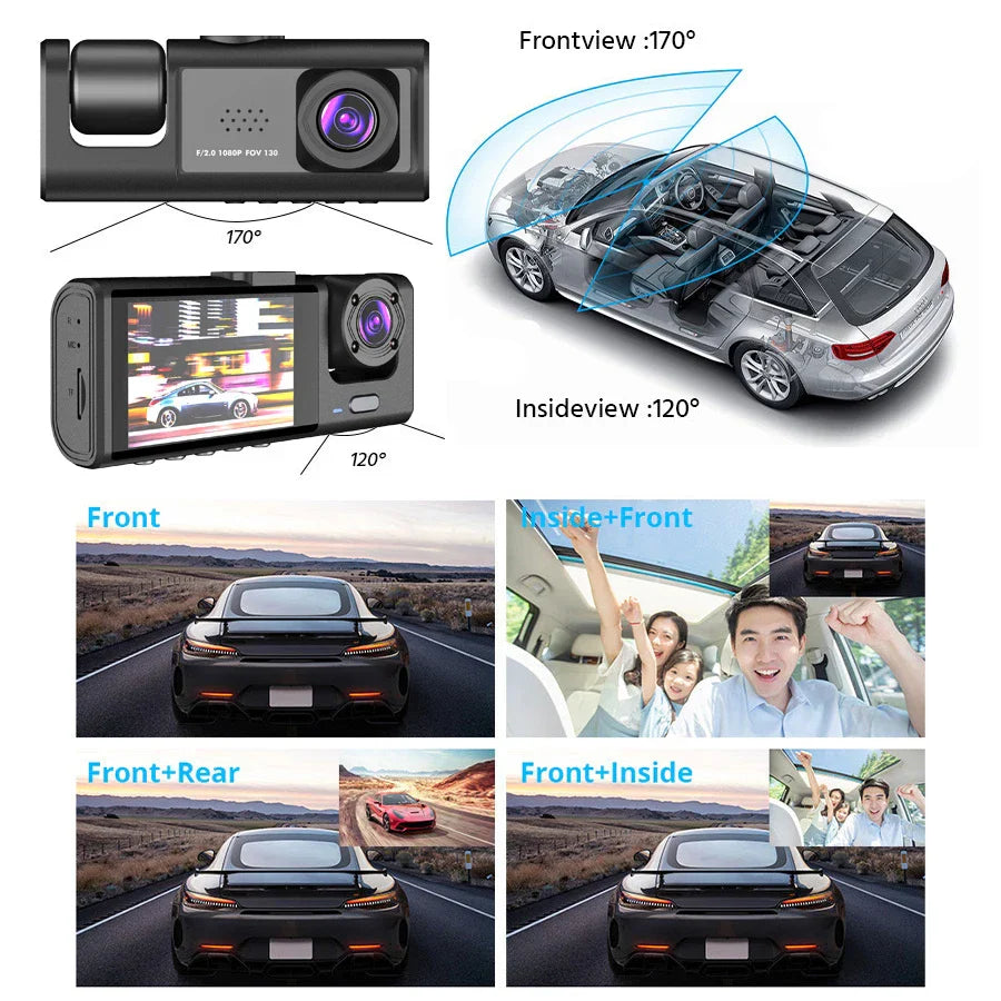 Three Channel Car Hd Dashcam