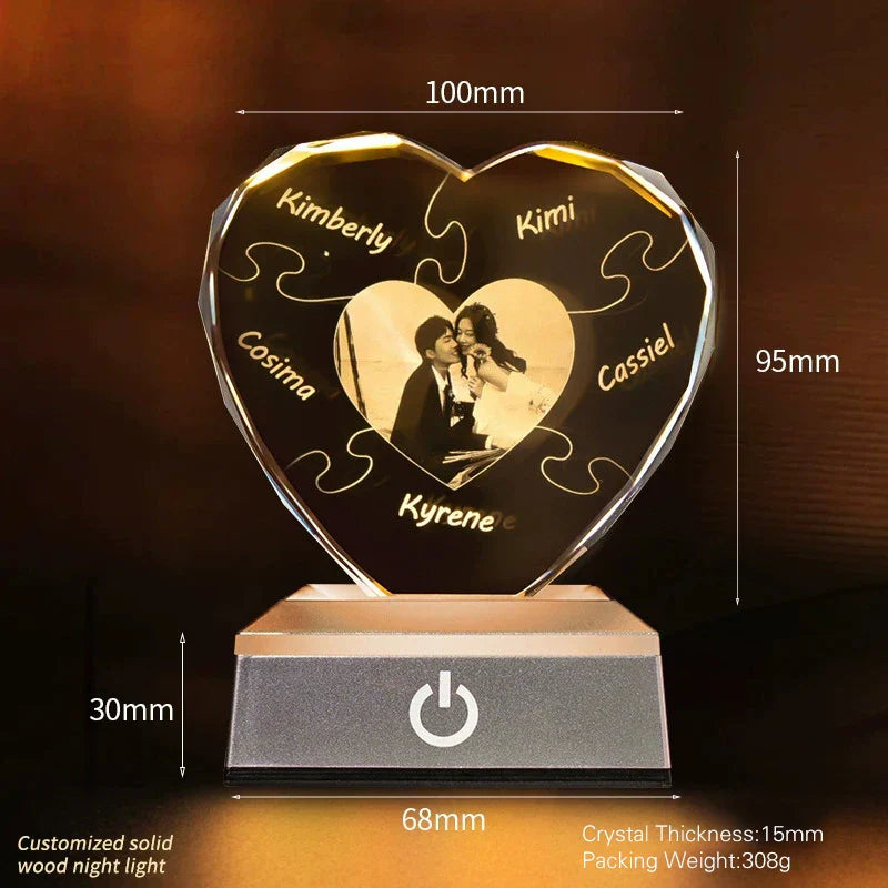 Personalized Heart Crystal Photo Keepsake