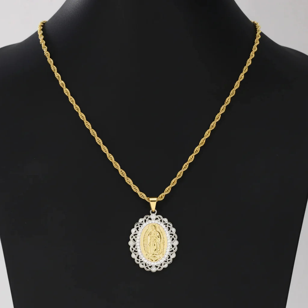 Starry Madonna Zircon Pendant Necklace