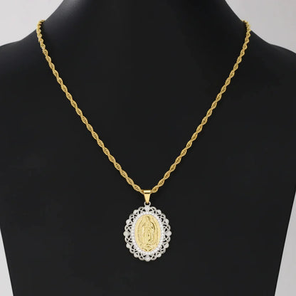 Starry Madonna Zircon Pendant Necklace
