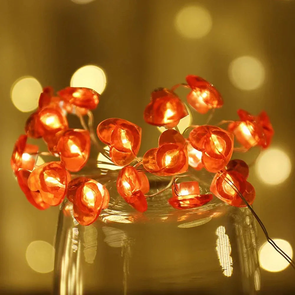 Red Heart LED String Lights for Valentine's Day Decor