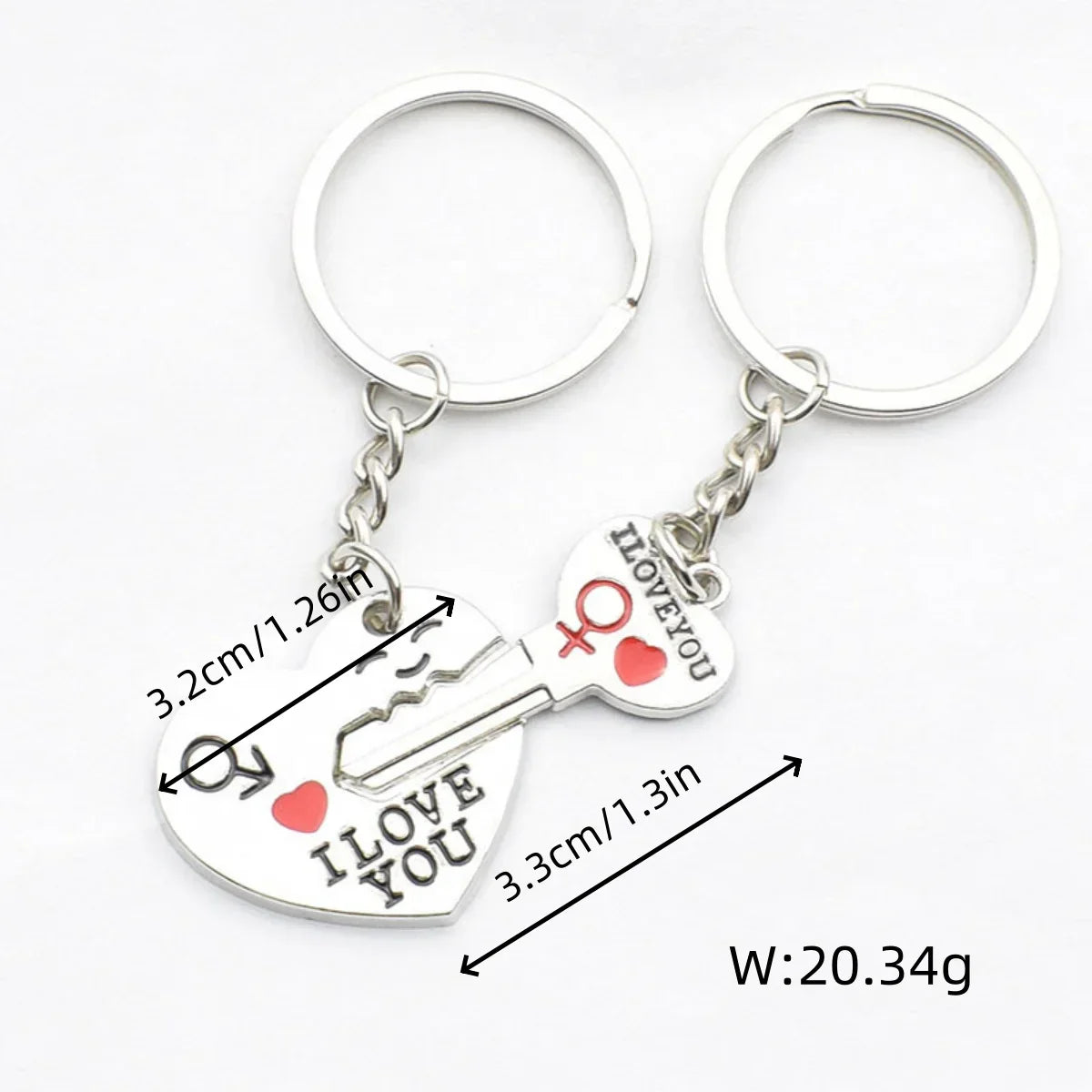 Silver Plated Couple Heart Keychain Set
