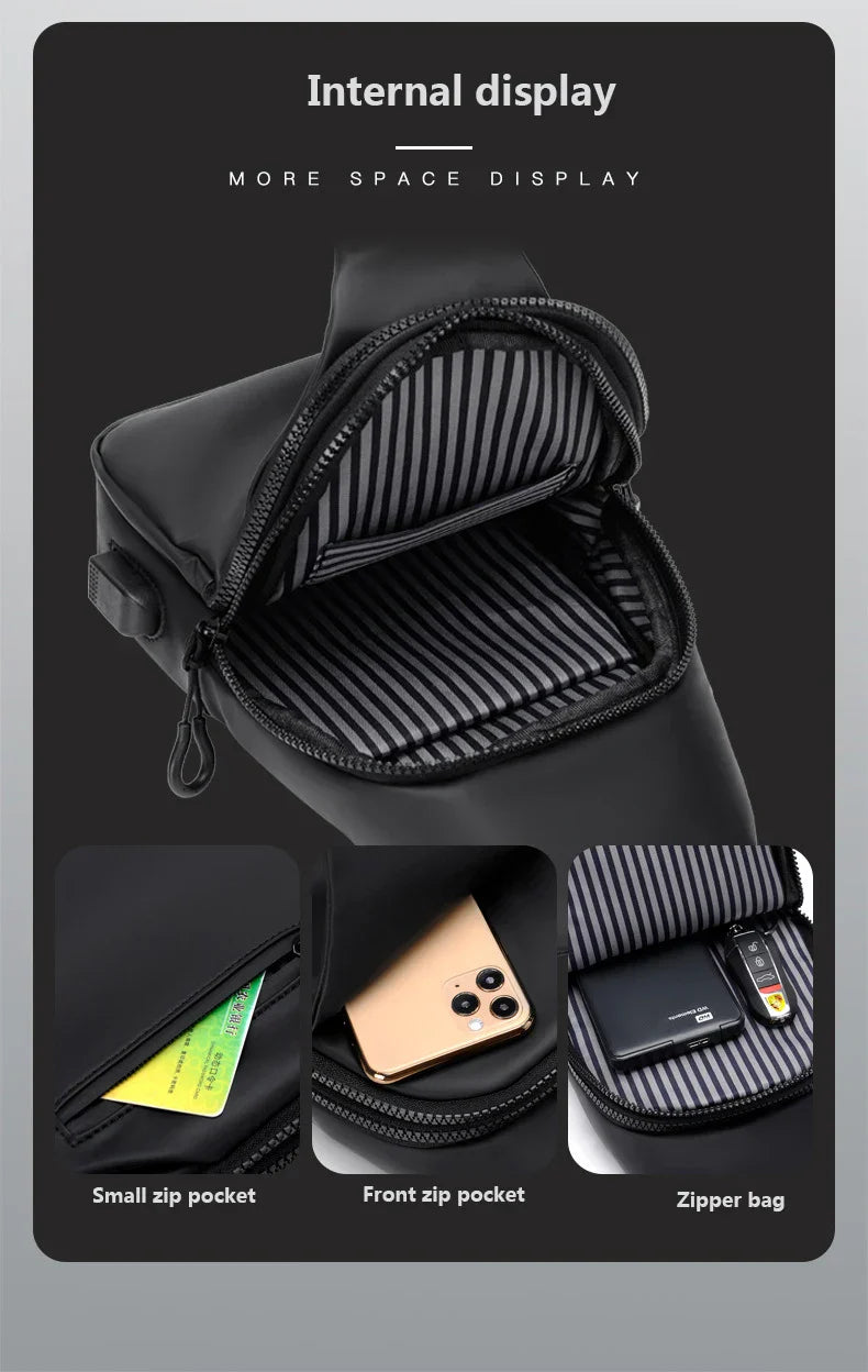 Waterproof Chest Bag With Usb Charging Interface