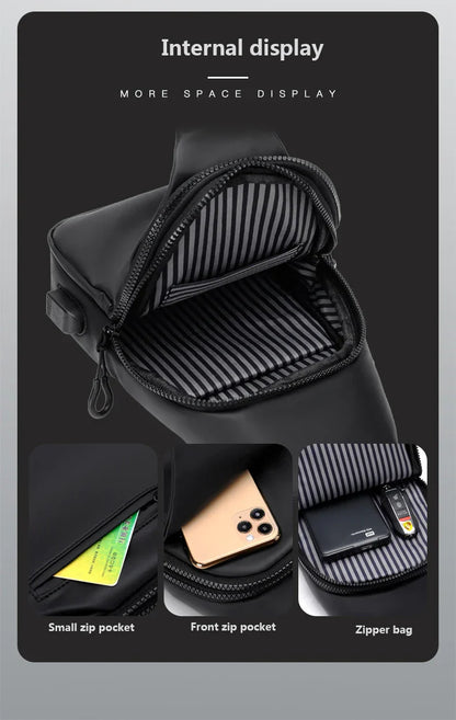 Waterproof Chest Bag With Usb Charging Interface