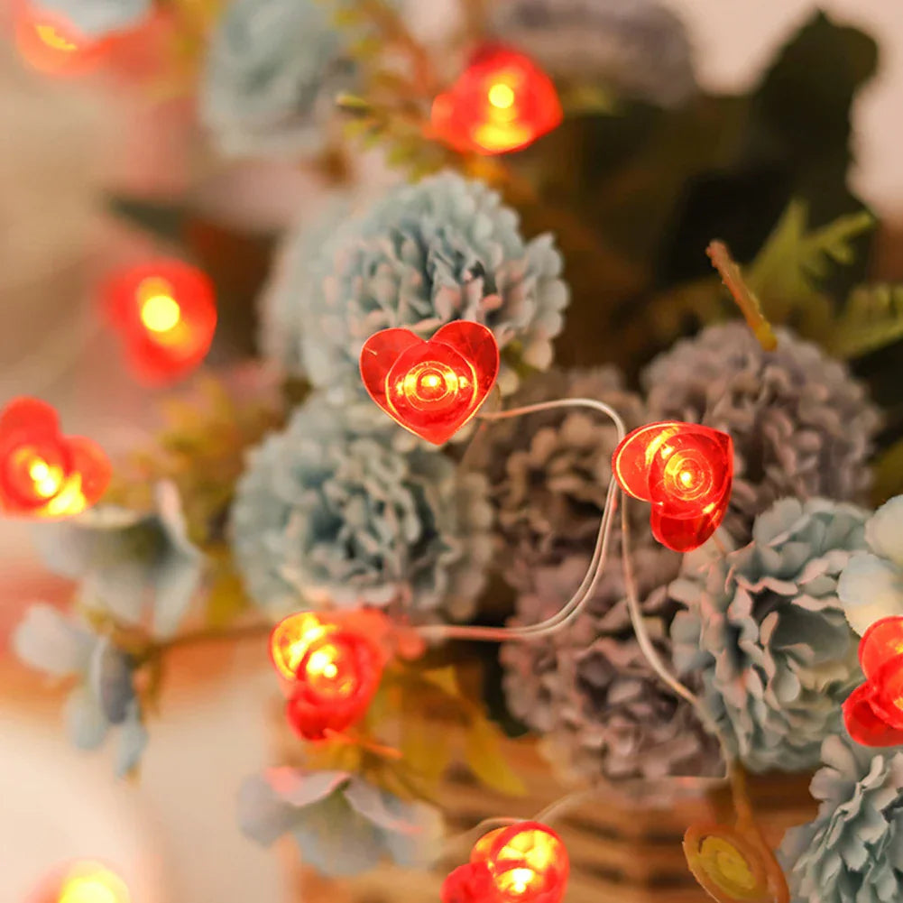 Red Heart LED String Lights for Valentine's Day Decor