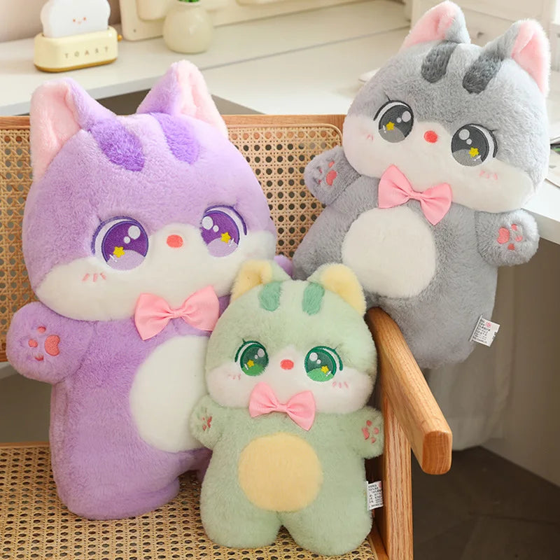 Cute Cat Bowtie Plush Toy - Soft Throw Pillow for Kids & Girlfriends