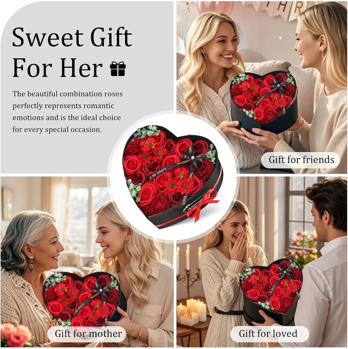 Heart-Shaped Rose Gift Box Foam Artificial Roses for Valentine's Day and Special Occasions