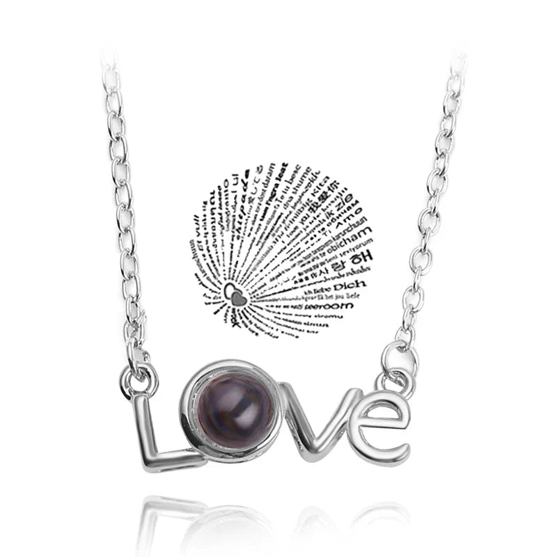 100 Languages Love Projection Heart Necklace