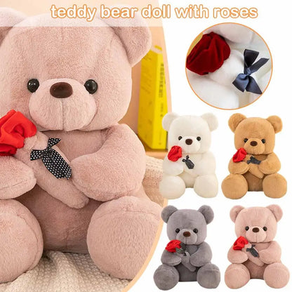 25cm Rose Teddy Bear Plush Toy Romantic Gift for Valentine's Day