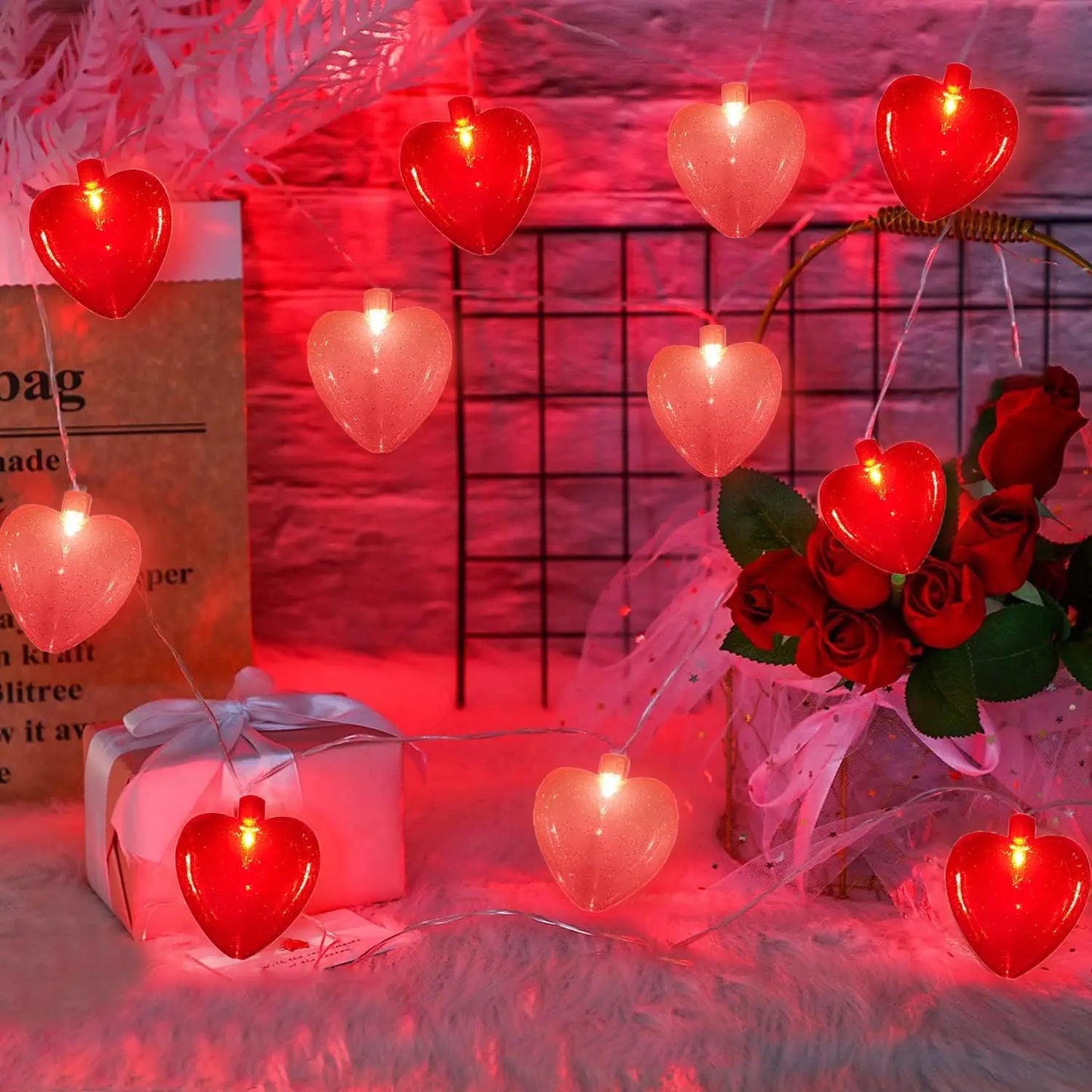Battery Operated Heart String Lights for Valentine's Day