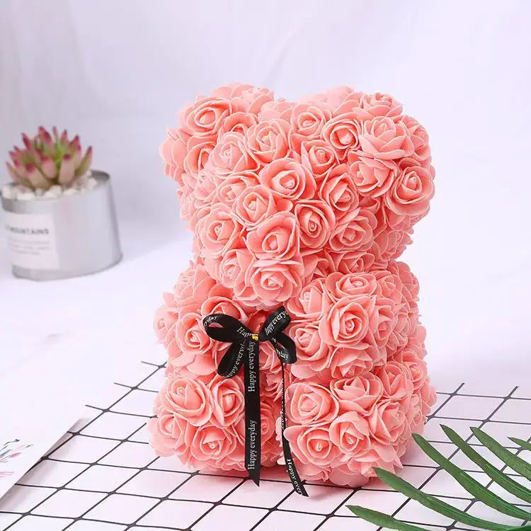 Rose Flower Teddy Bear 25cm Romantic Gift with Box