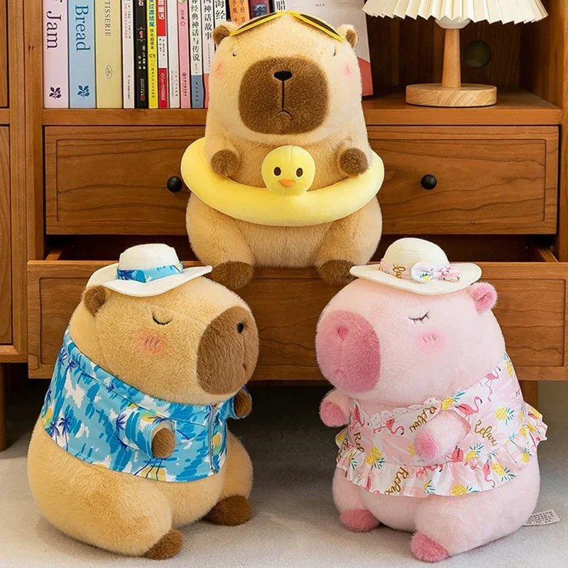 Cute 21cm Capybara Plush Toy - Fluffy Beach Style Stuffed Animal Gift