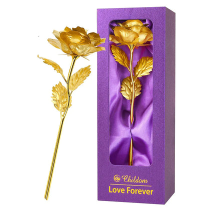 24K Gold Foil Rose Artificial Flower for Valentine's Day and Special Occasions