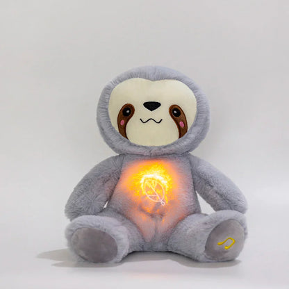 Kawaii Breathing Sloth Plush Toy - Soothing Sound & Light Sleep Companion