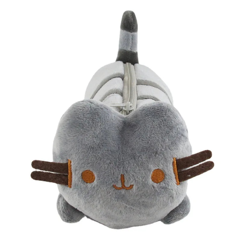 Charming Gray Cat Plush Pencil Case - Cute Storage for Students & Friends