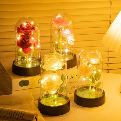 Glowing Galaxy Eternal Double Rose with LED Lights Romantic Gift for Valentine's Day and Wedding