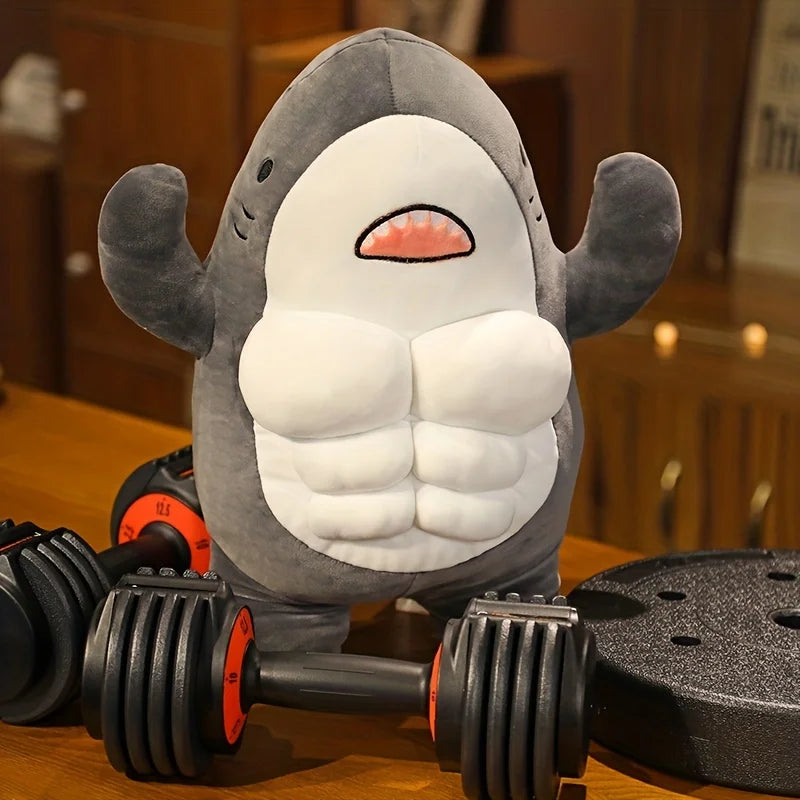 Muscle Shark Plush Toy - Soft Ocean Whale for Kids' Gifts & Fun!