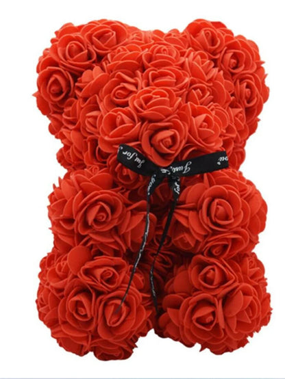 Eternal Rose Teddy Bear Artificial Floral Gift 25cm