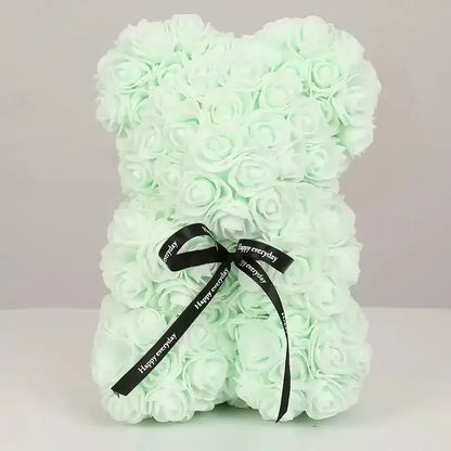Artificial Rose Teddy Bear 25cm Romantic Floral Gift with Gift Box