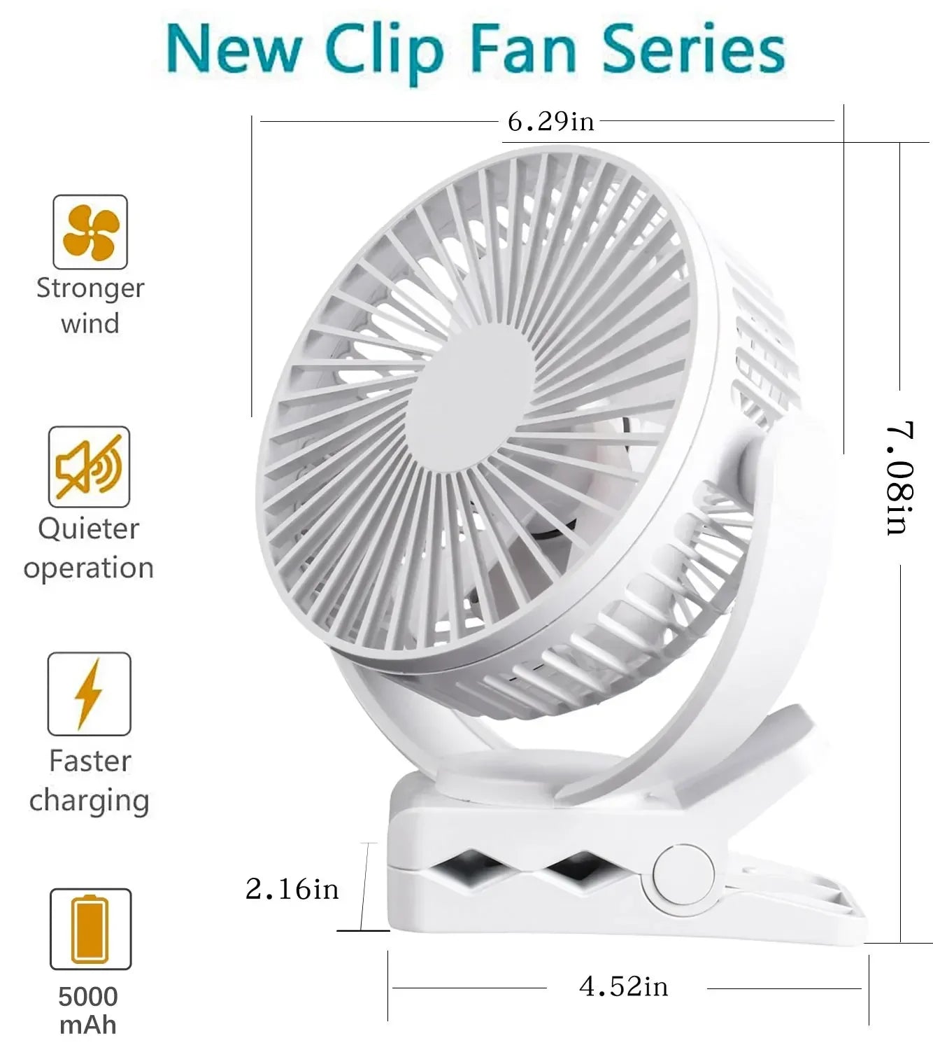Rechargeable Desk Fan | Portable, Quiet, Clip-On For Home, Office, Outdoor