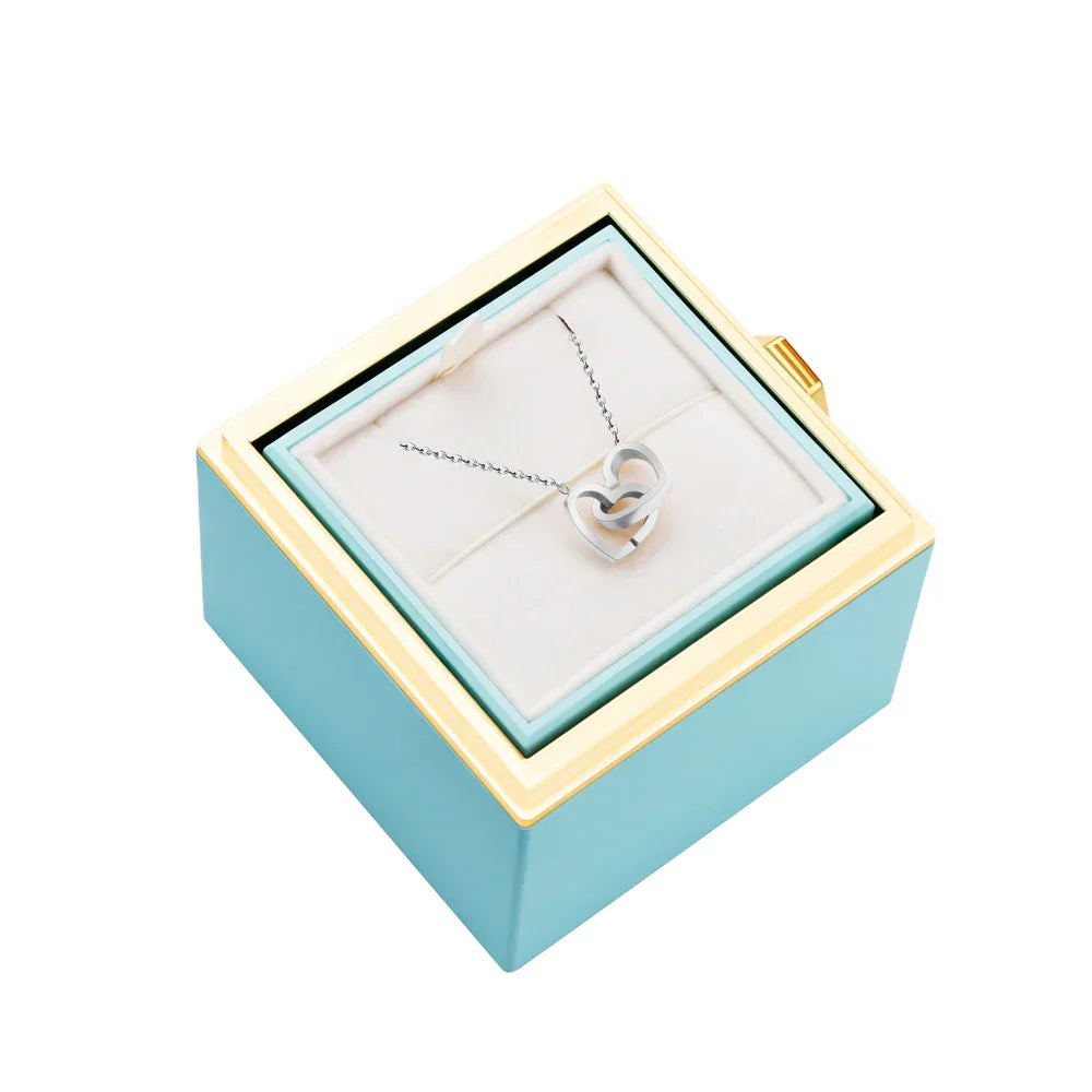 Personalized Heart Name Pendant Necklace with Rose Gift Box