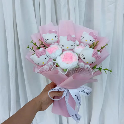 Cute Cat Plush Bouquet with Rose