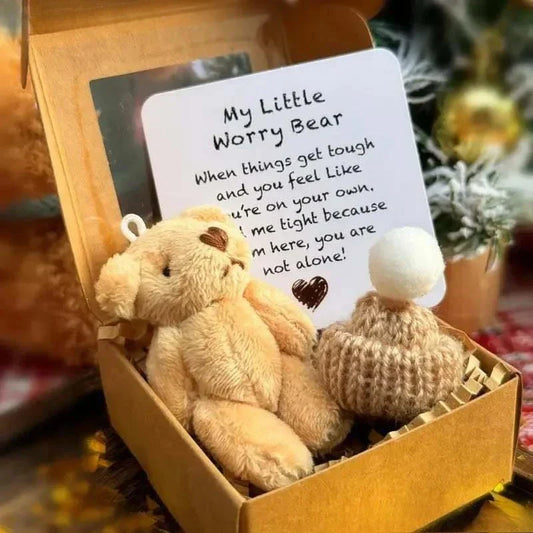 Pocket Worry Bear Plush with Encouragement Card Gift Box
