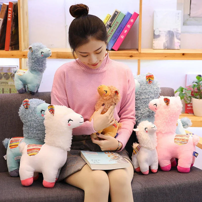 Smile Alpaca Plush Toy 25cm Soft Stuffed Llama for Kids and Home Decor