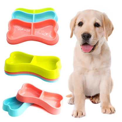 Bone-Shaped Double Dog Feeder Bowl