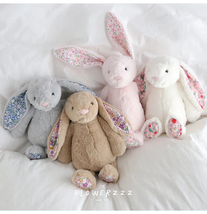 Bonnie Rabbit Plush Toy Soft Bunny with Floral Ears for Kids and Home Decor