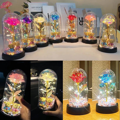 Eternal Rose LED Light in Glass Dome for Valentine's Day and Special Gifts