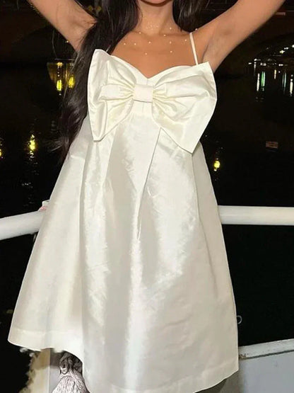 White Cami Bow Mini Dress