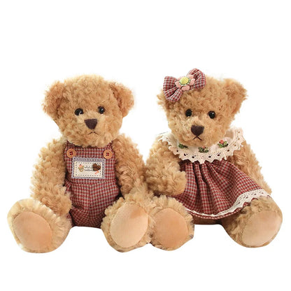 Couple Teddy Bear Plush Set Dressed Soft Dolls 26cm