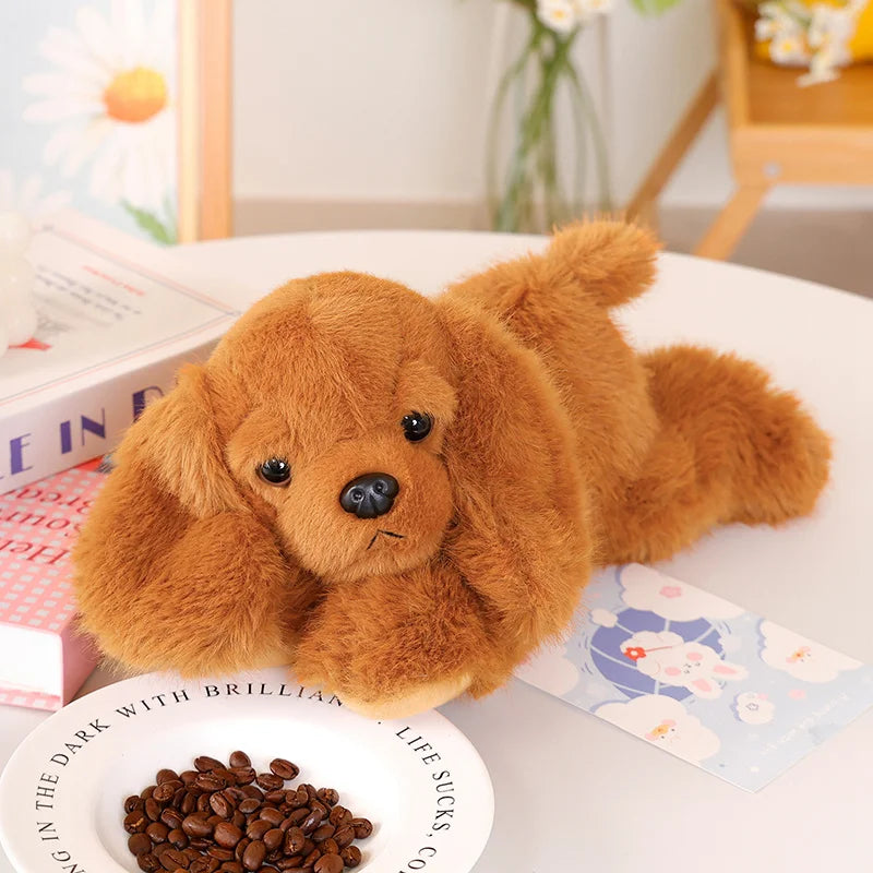 Soft & Cuddly 30CM Prone Simulation Dog Plush Toy for Warm Companionship