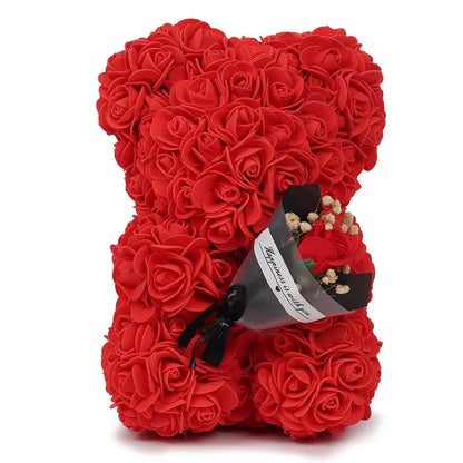 Eternal Rose Teddy Bear Artificial Floral Gift 25cm