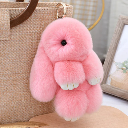 Cute Fluffy Rex Rabbit Fur Keychain