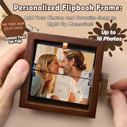 Personalized Hand Crank Photo Flip Box with Light