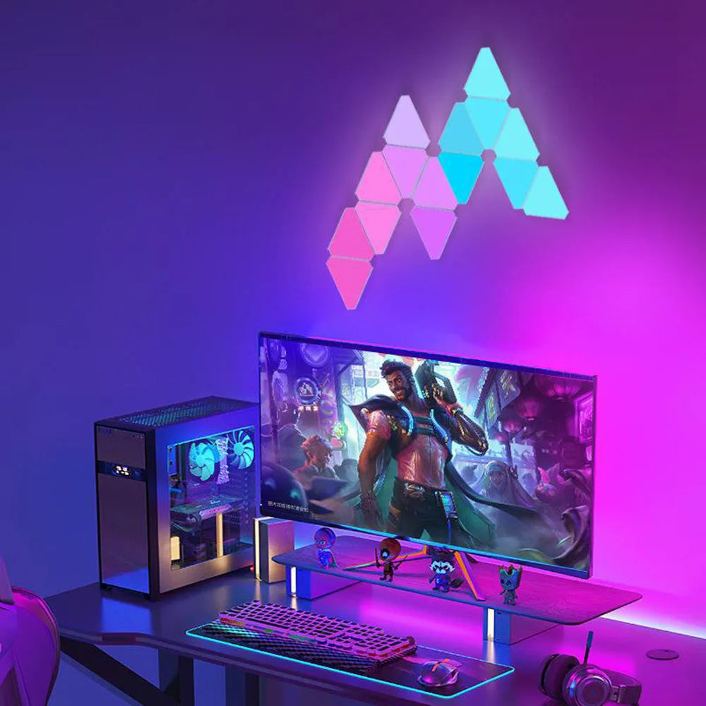 RGB Triangular Quantum Wall Lamp with Music Sync