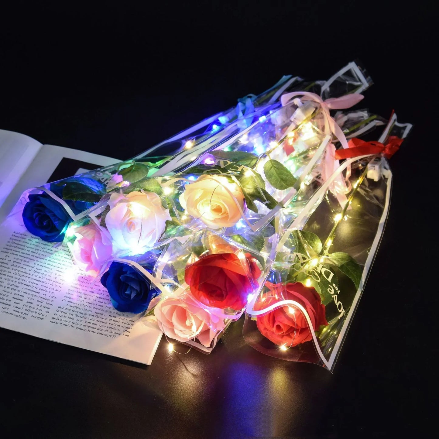 LED Light Up Rose Bouquet Decor