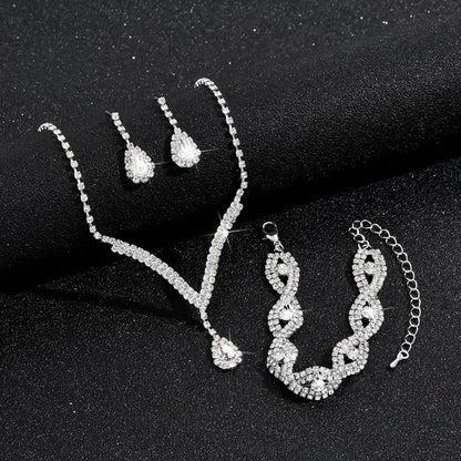 Black Crystal Water Drop Bridal Jewelry Set 3 Piece