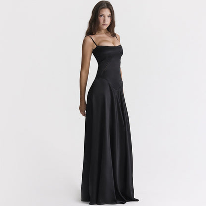 Satin Back Tie-Up Maxi Dress