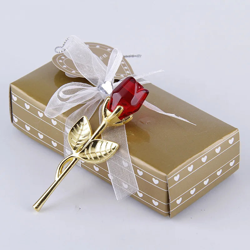 Crystal Glass Rose Ornament in Gift Box