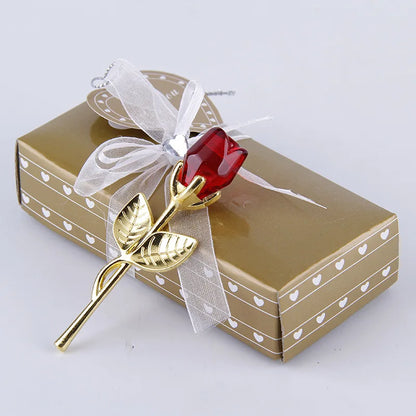 Crystal Glass Rose Ornament in Gift Box